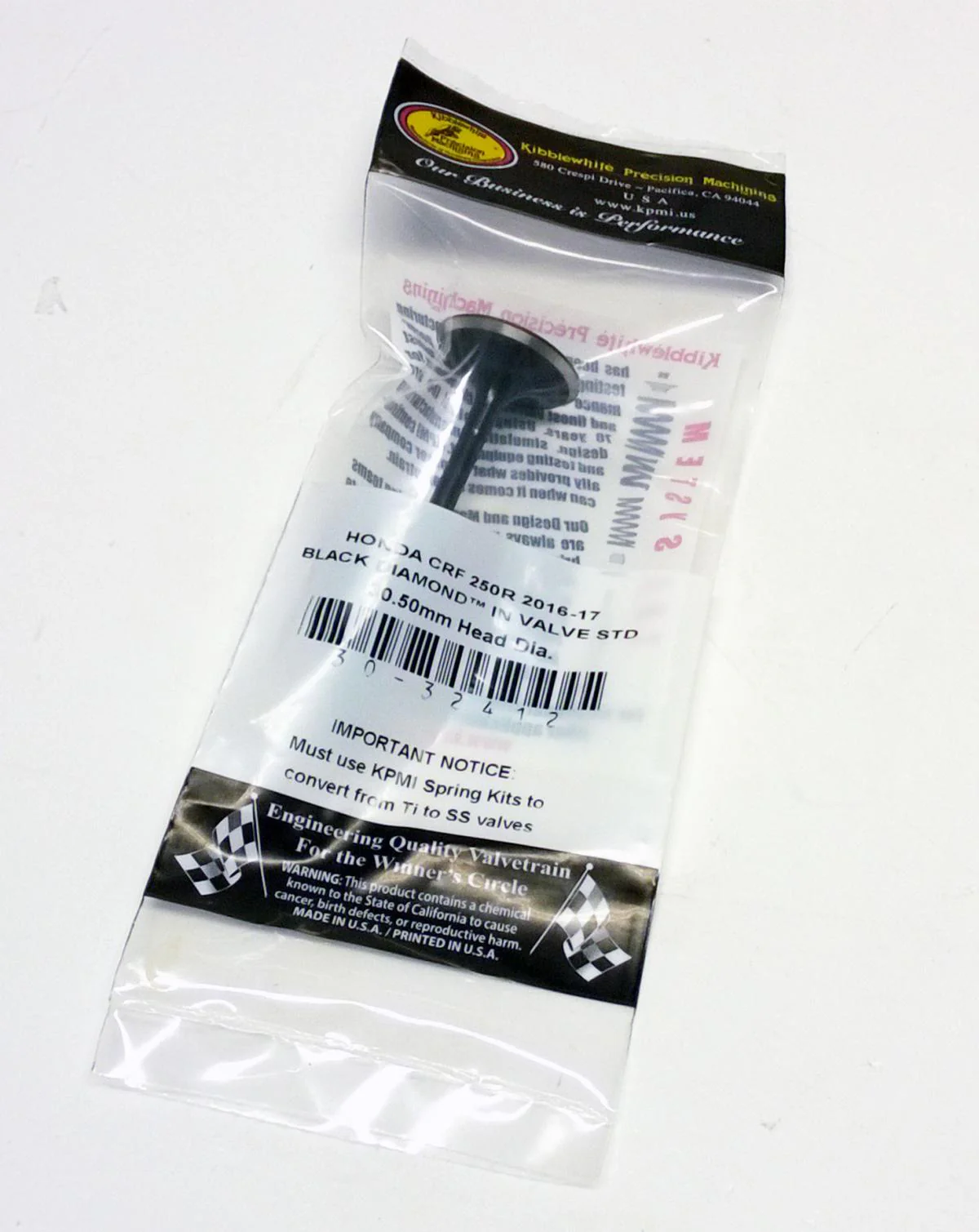 VALVE INTAKE CRF250R 16-17, KIBBLEWHITE 30-32412, 14711-KRN-A40, HONDA MX - Image 2