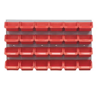 WORKSHOP STORAGE BINS 24 PACK WITH STEEL LOUVER PANEL RACK 630mm X 380mm TPS130 - Image 2